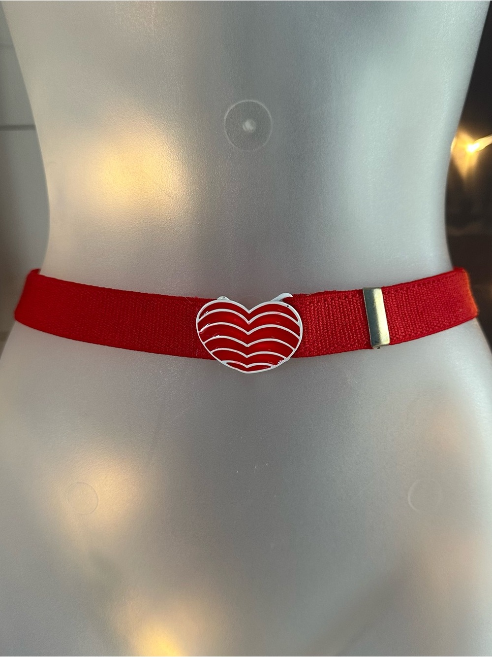 Vintage elastic red heart belt adjustable up to 26 inch